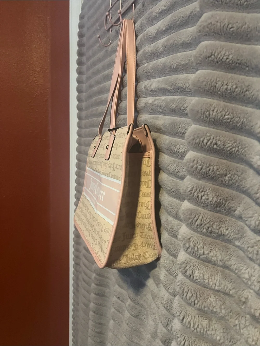 Juicy Couture Beige and Pink Logo Tote
